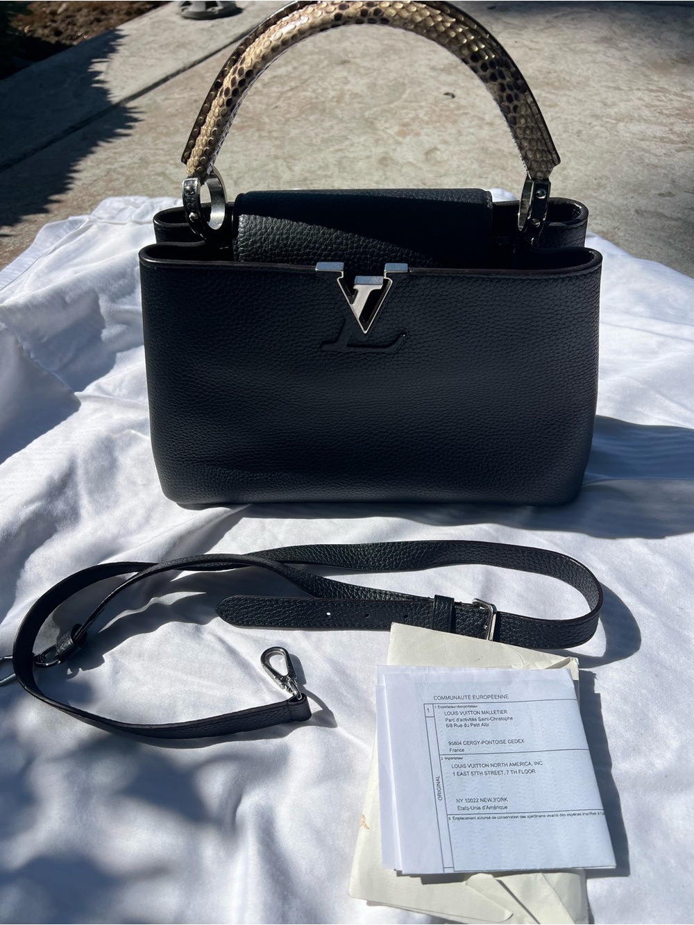 Louis Vuitton Black Capucines Python Top Handle - Picture 1 of 8